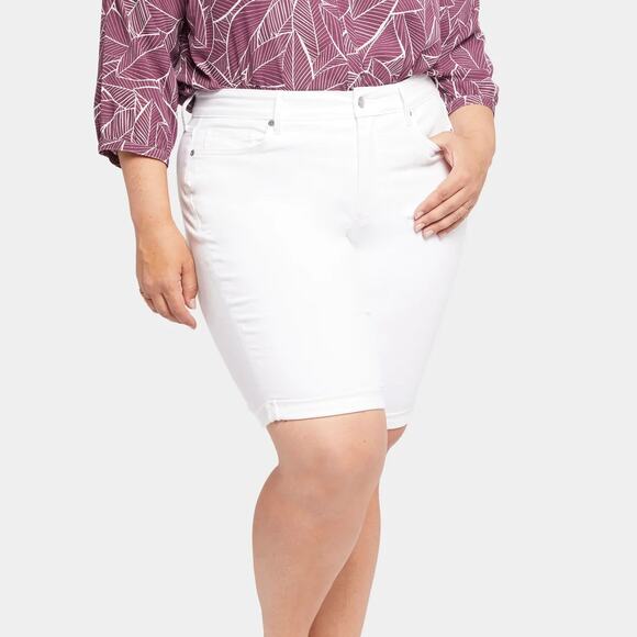 NYDJ Plus Size Briella Roll Cuff Short In Optic White Plus Size 20 - Picture 1 of 11
